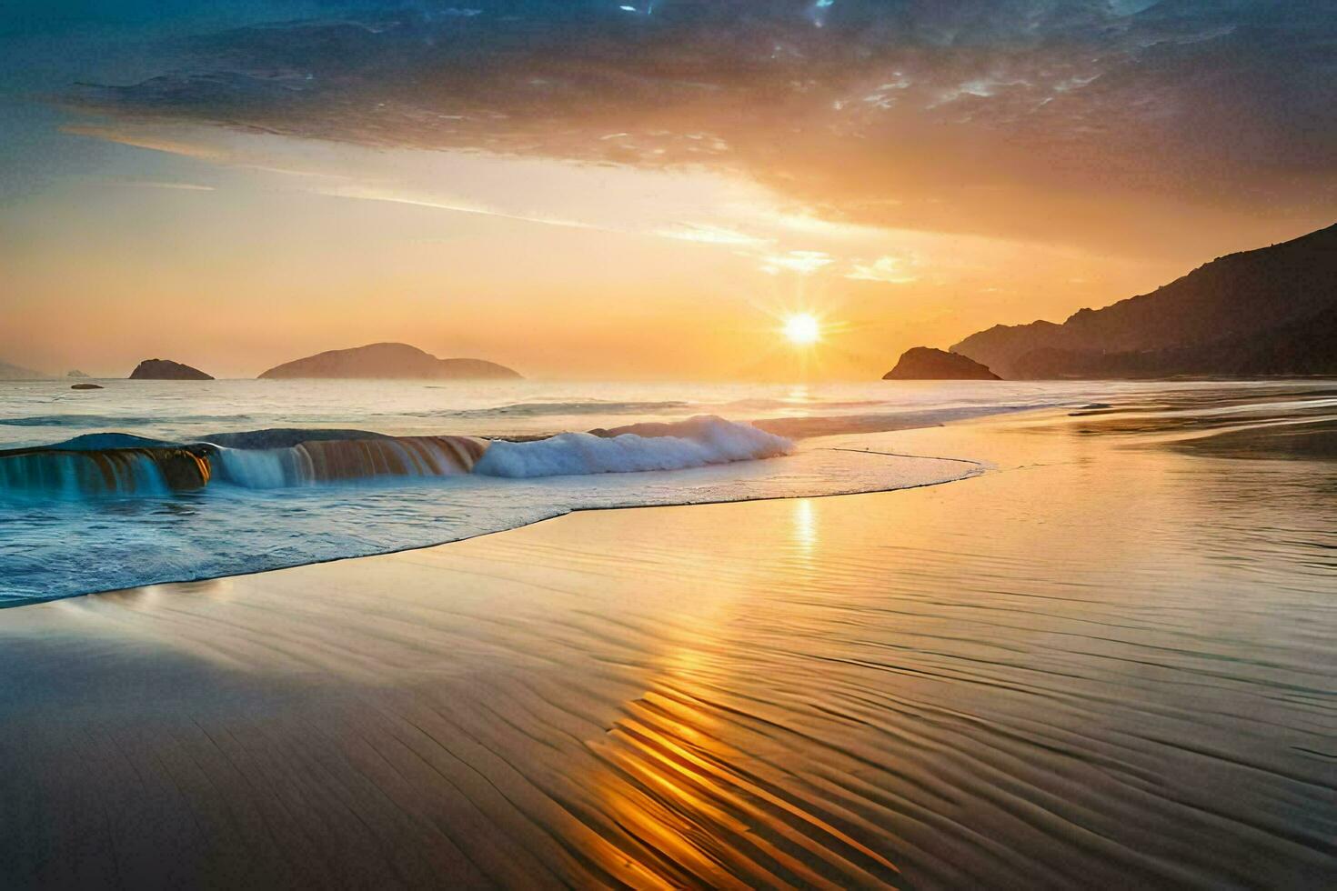 the sun rises over the ocean in the background. AI-Generated photo