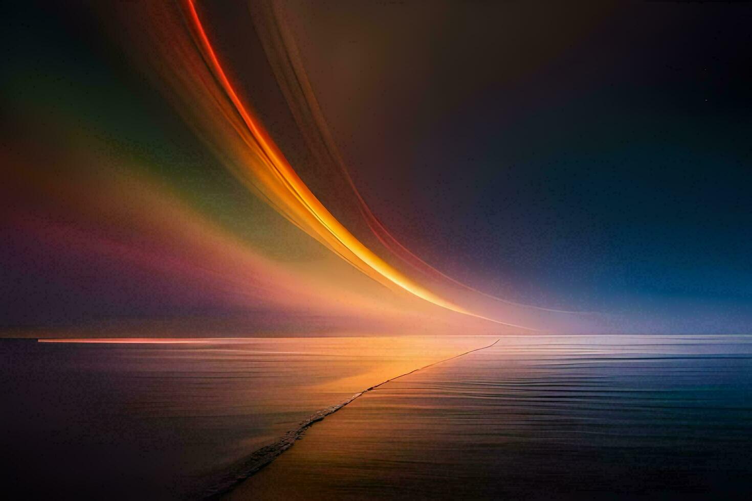 a long exposure photograph of a colorful light in the sky. AI-Generated photo