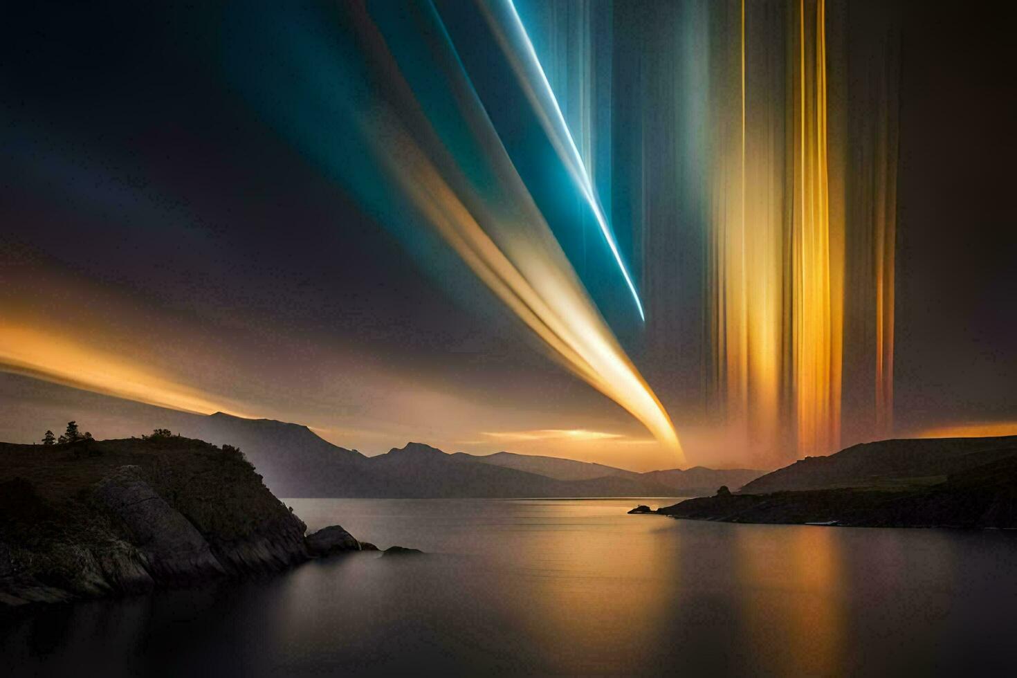 the aurora borealis over the lake. AI-Generated photo