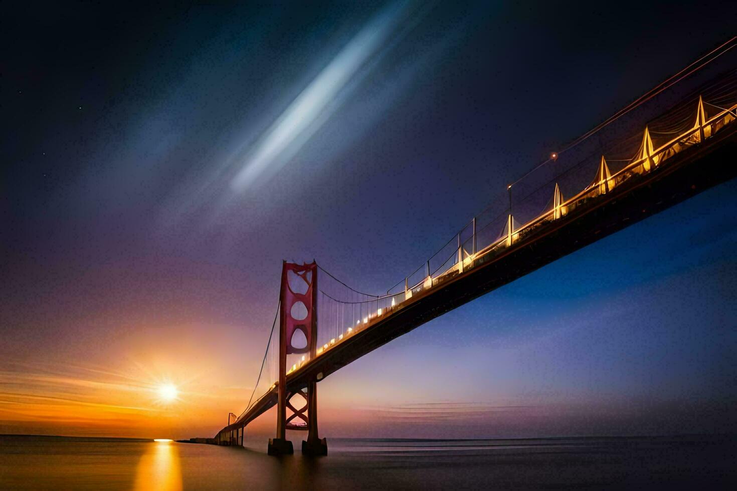 the golden gate bridge at sunset. AI-Generated photo