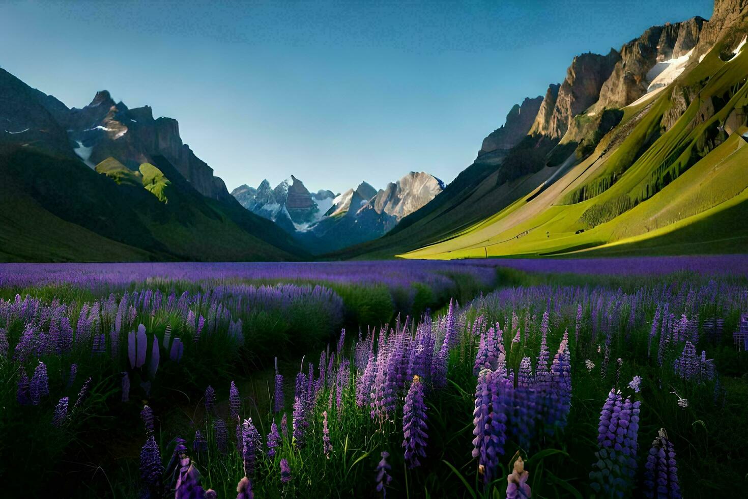 the lupine fields of the atacama desert, chile. AI-Generated photo
