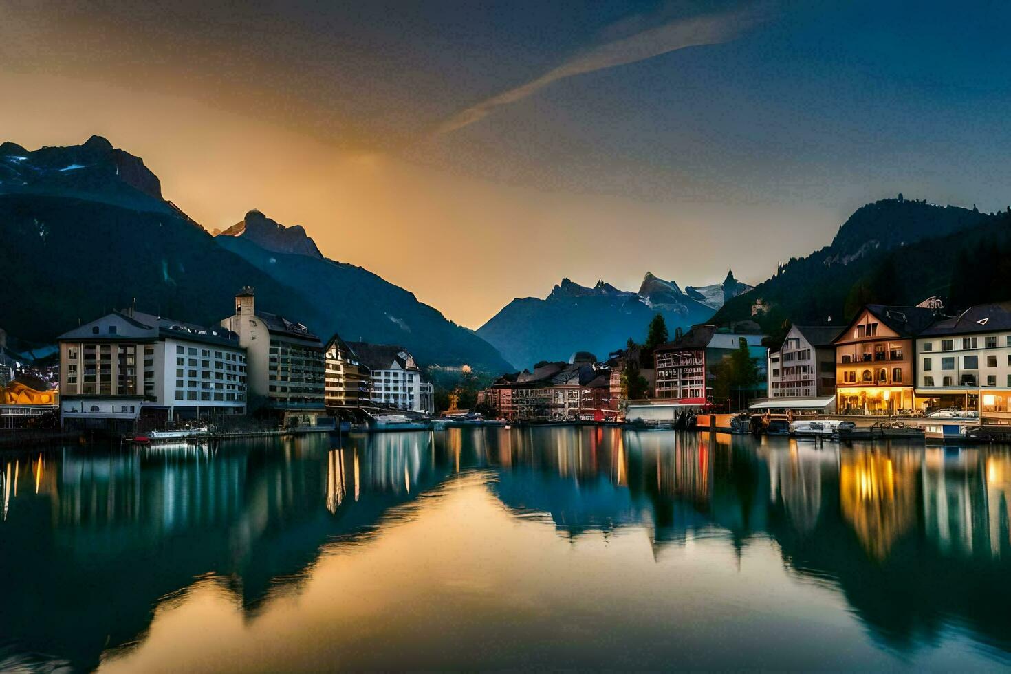 the beautiful town of anterselva at dusk. AI-Generated photo