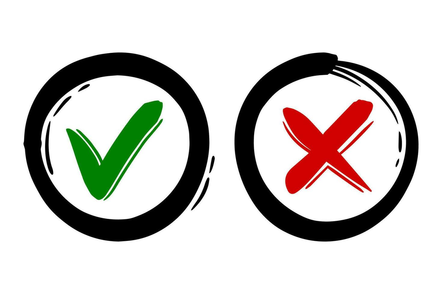 Tick and cross  signs. Checkmark OK and X icons. vector