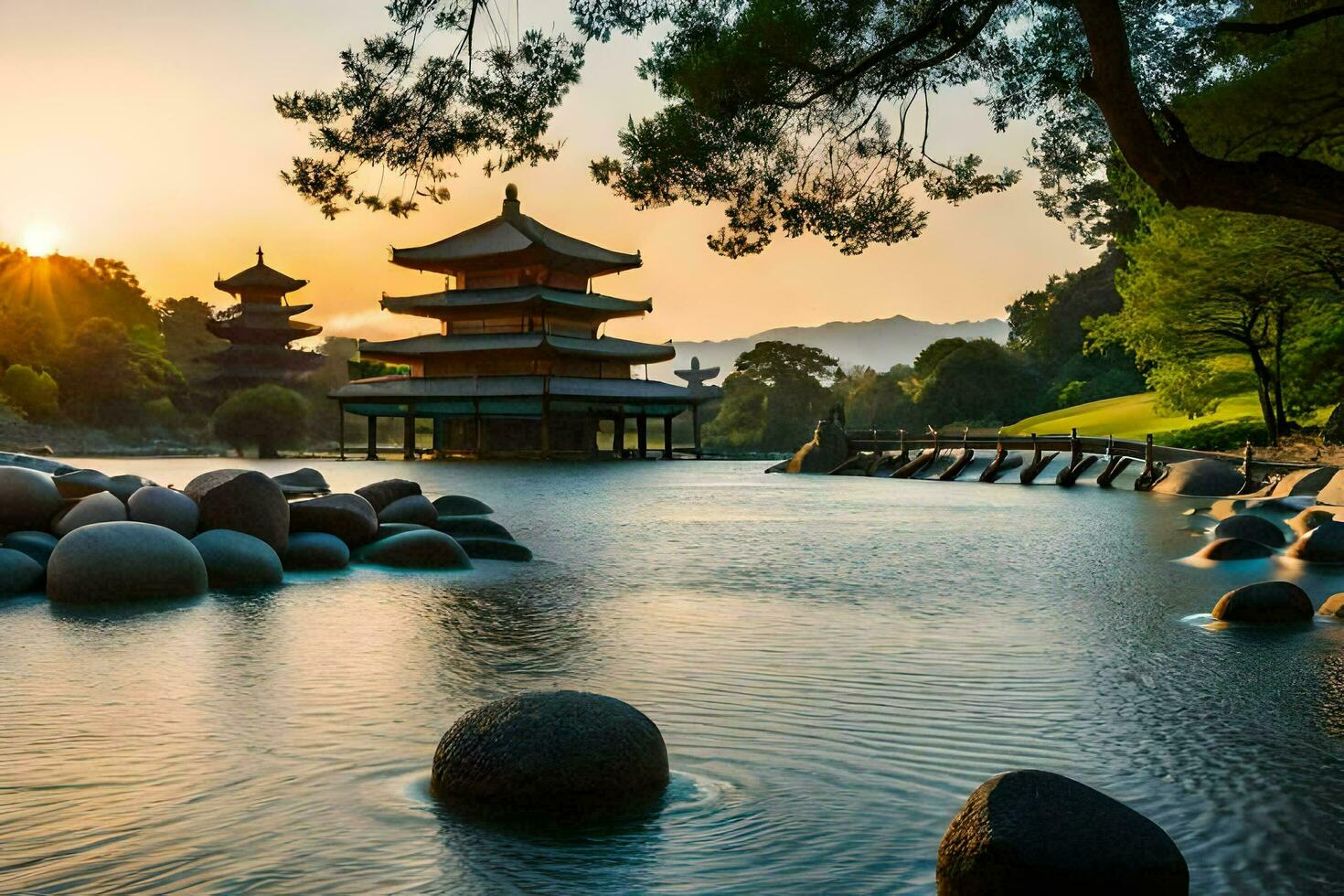 el japonés pagoda en Kioto. generado por ai foto