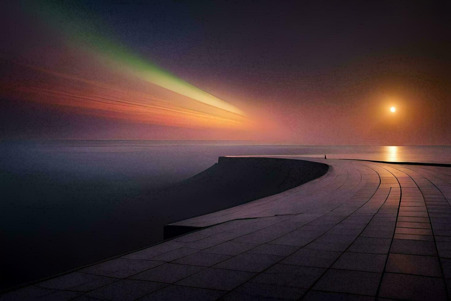 a long walk along the beach with a bright sun. AI-Generated photo