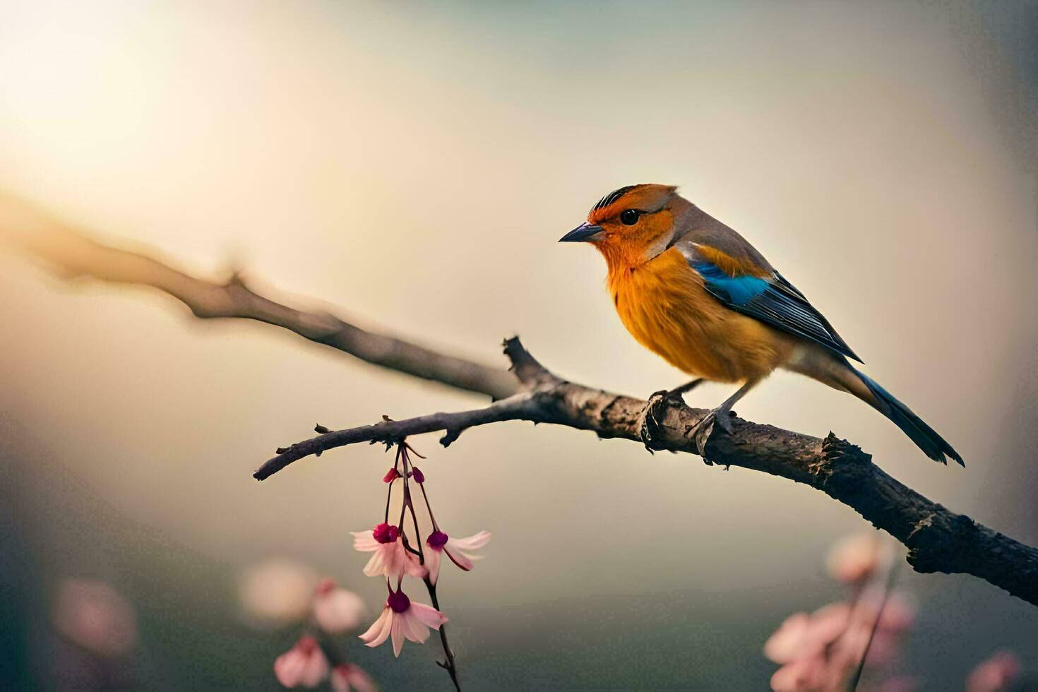 photo wallpaper bird, the sun, spring, the tree, the bird, the bird, the. AI-Generated
