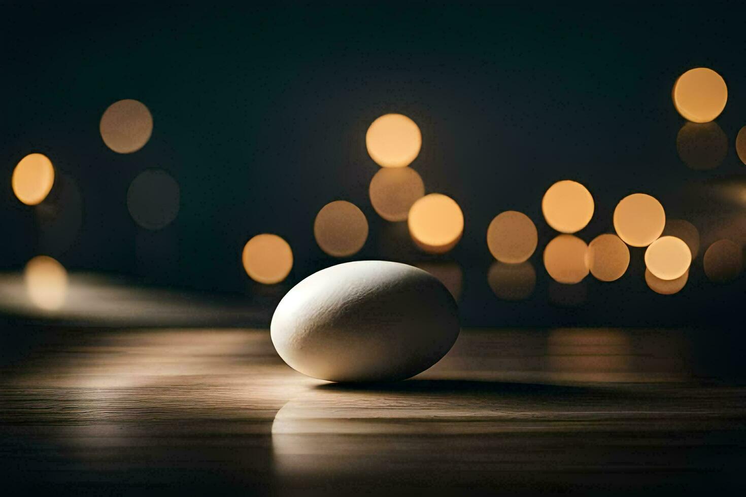 an egg on a table in front of a blurry background. AI-Generated photo