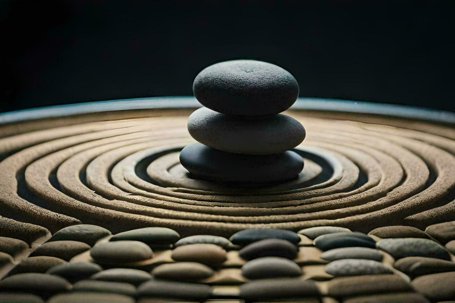 a stack of stones in a circular pattern. AI-Generated photo