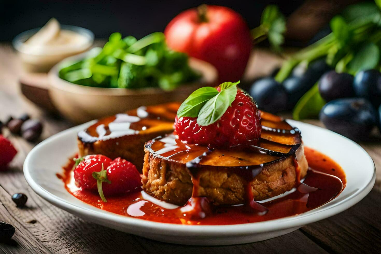 tuna tartare with balsamic vinegar and fresh berries. AIGenerated