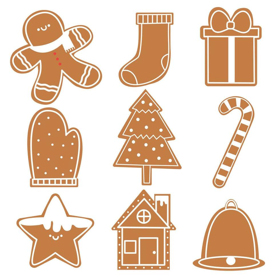 Collection of cute gingerbread cookies for christmas vector