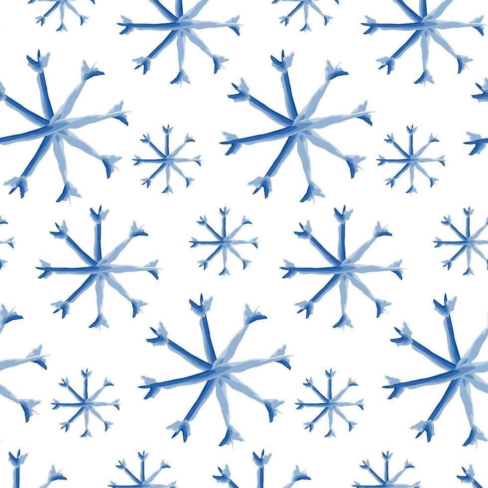 Seamless pattern of hand drawn snowflakes in trendy blue. Design concept for wrapping or wallpaper vector
