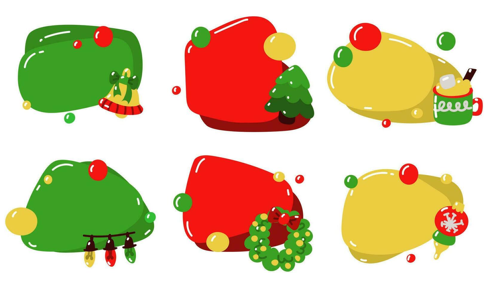 un conjunto de vector conversacional de colores pelotas para Navidad saludos con nuevo años elementos, aislado en un blanco antecedentes. comunicación. diseño de un Navidad saludo tarjeta, bandera, póster, pegatinas