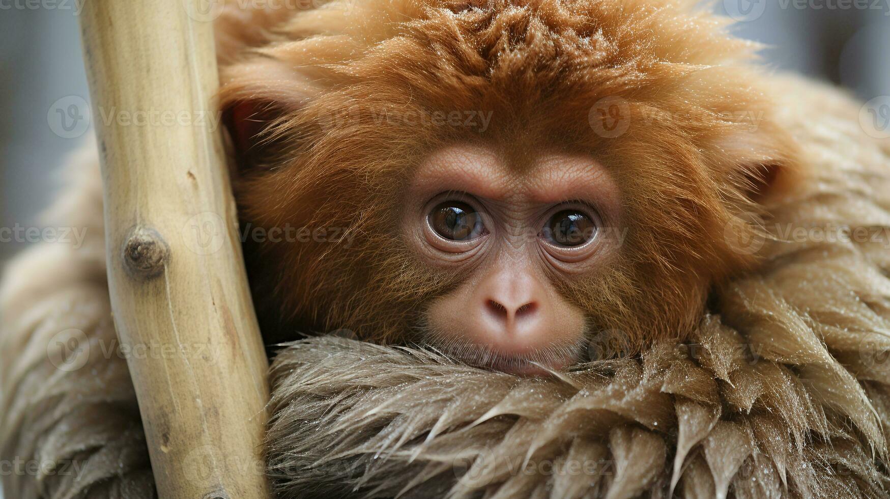 photo of heart-melting two Uakari with an emphasis on expression of love. Generative AI