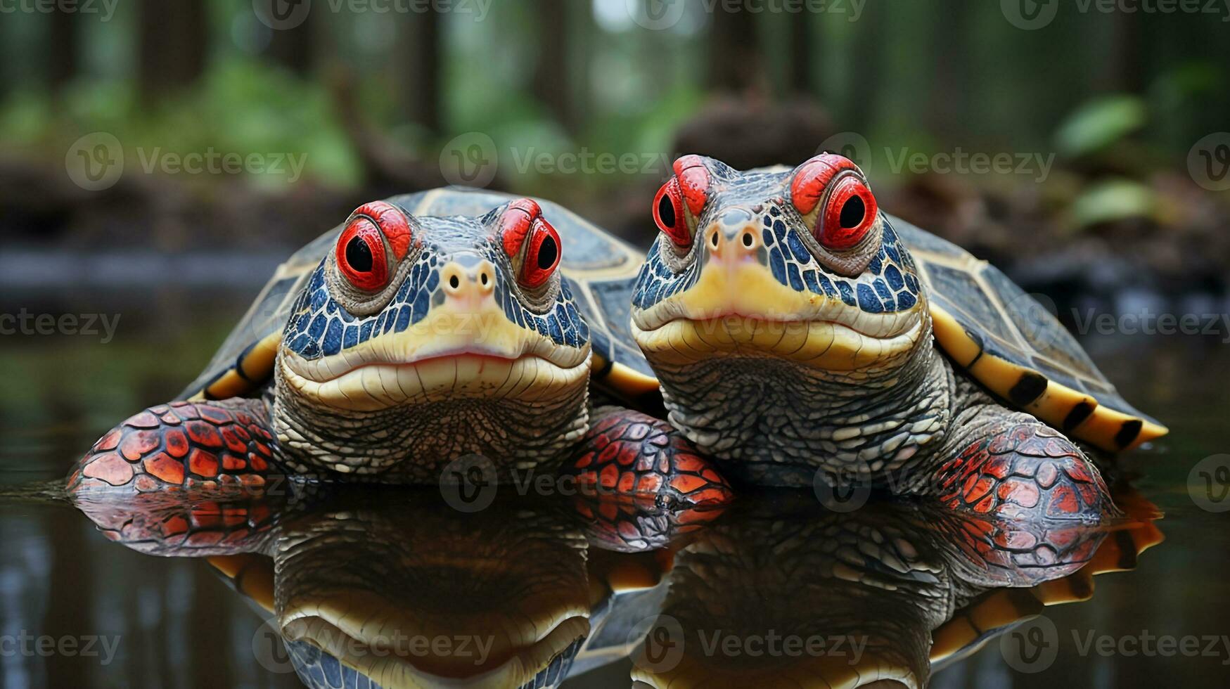 foto de conmovedor dos tortugas con un énfasis en expresión de amor. generativo ai