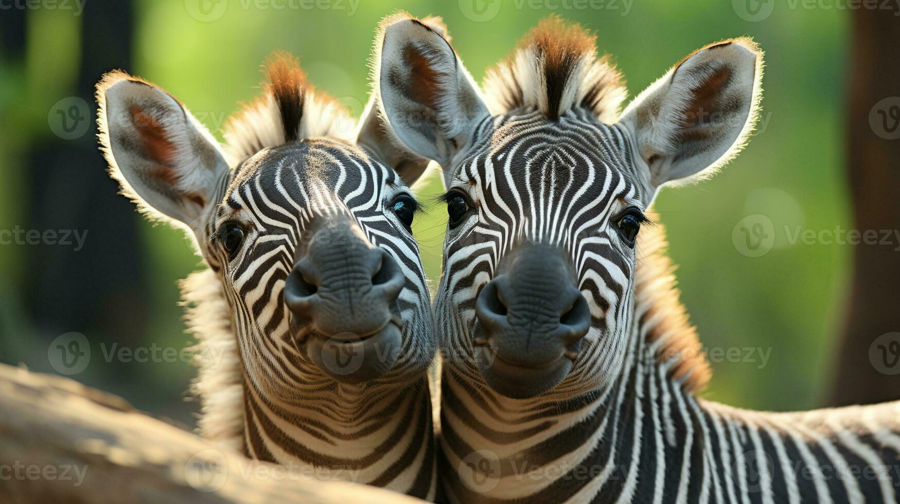 photo of heart-melting two Zebras with an emphasis on expression of love. Generative AI