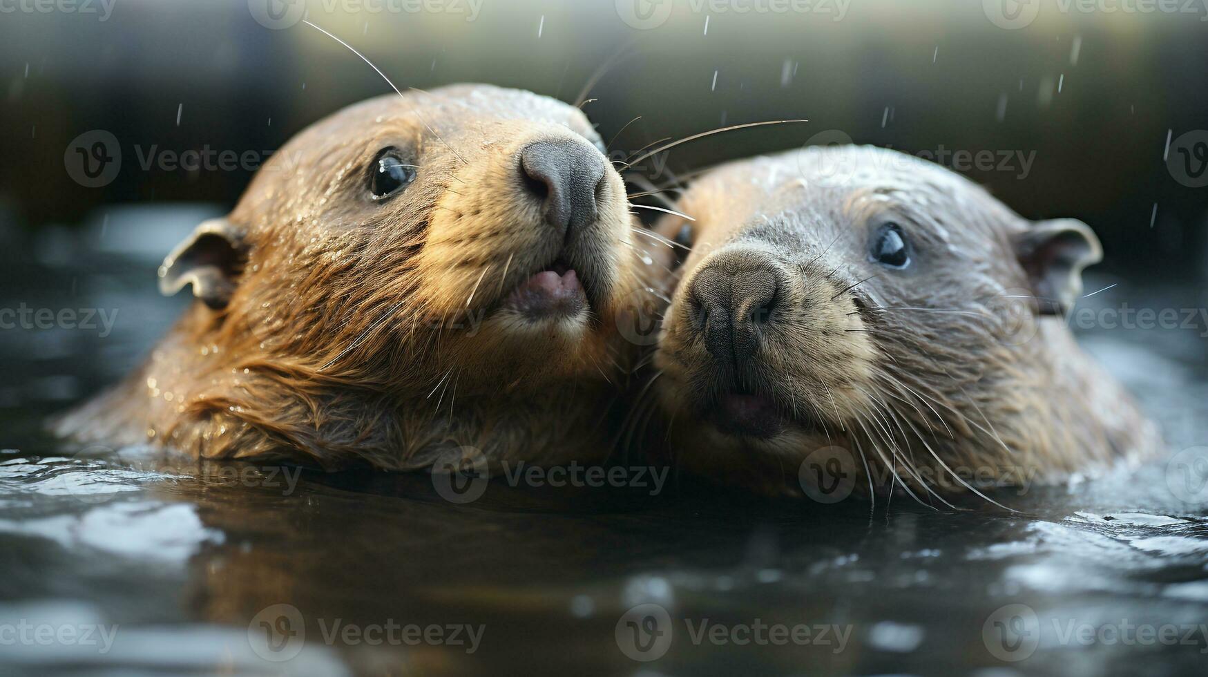 photo of heart-melting two Wombats with an emphasis on expression of love. Generative AI