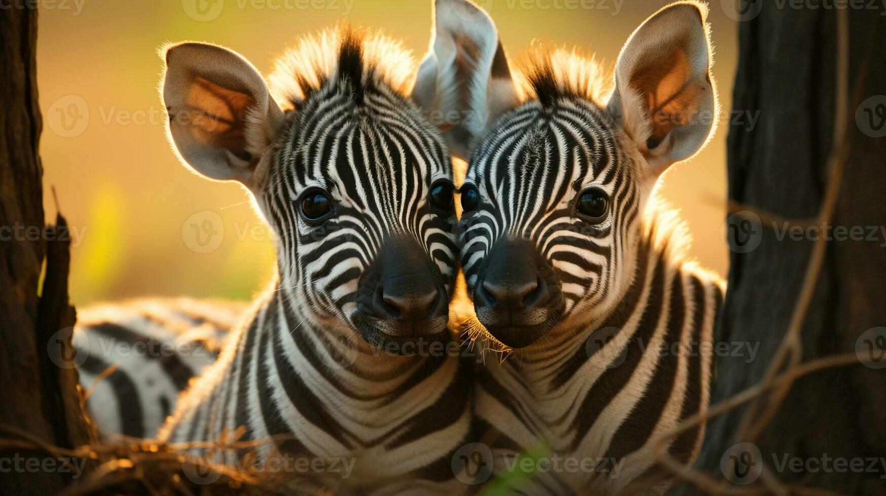 photo of heart-melting two Zebras with an emphasis on expression of love. Generative AI