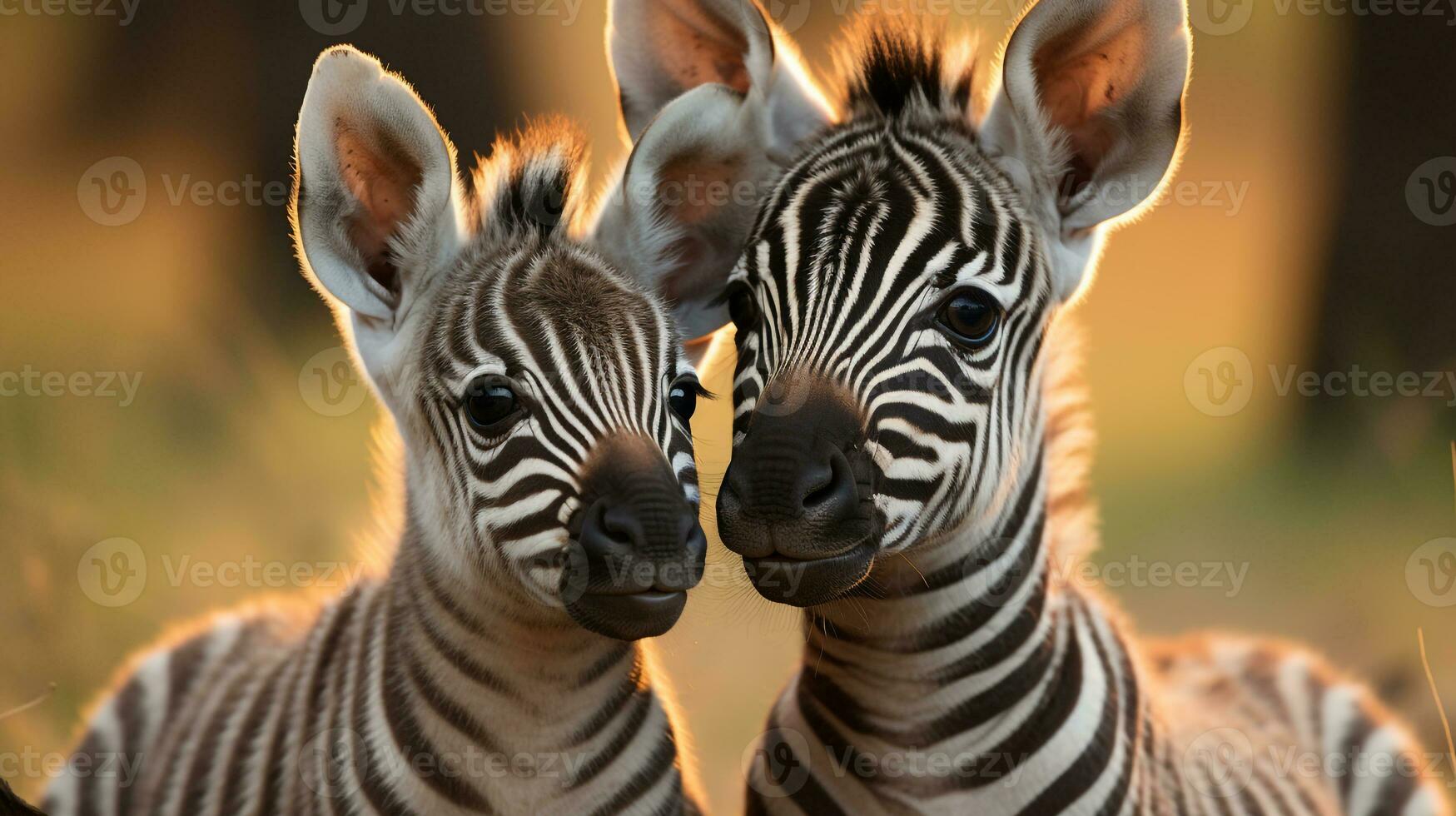 photo of heart-melting two Zebras with an emphasis on expression of love. Generative AI