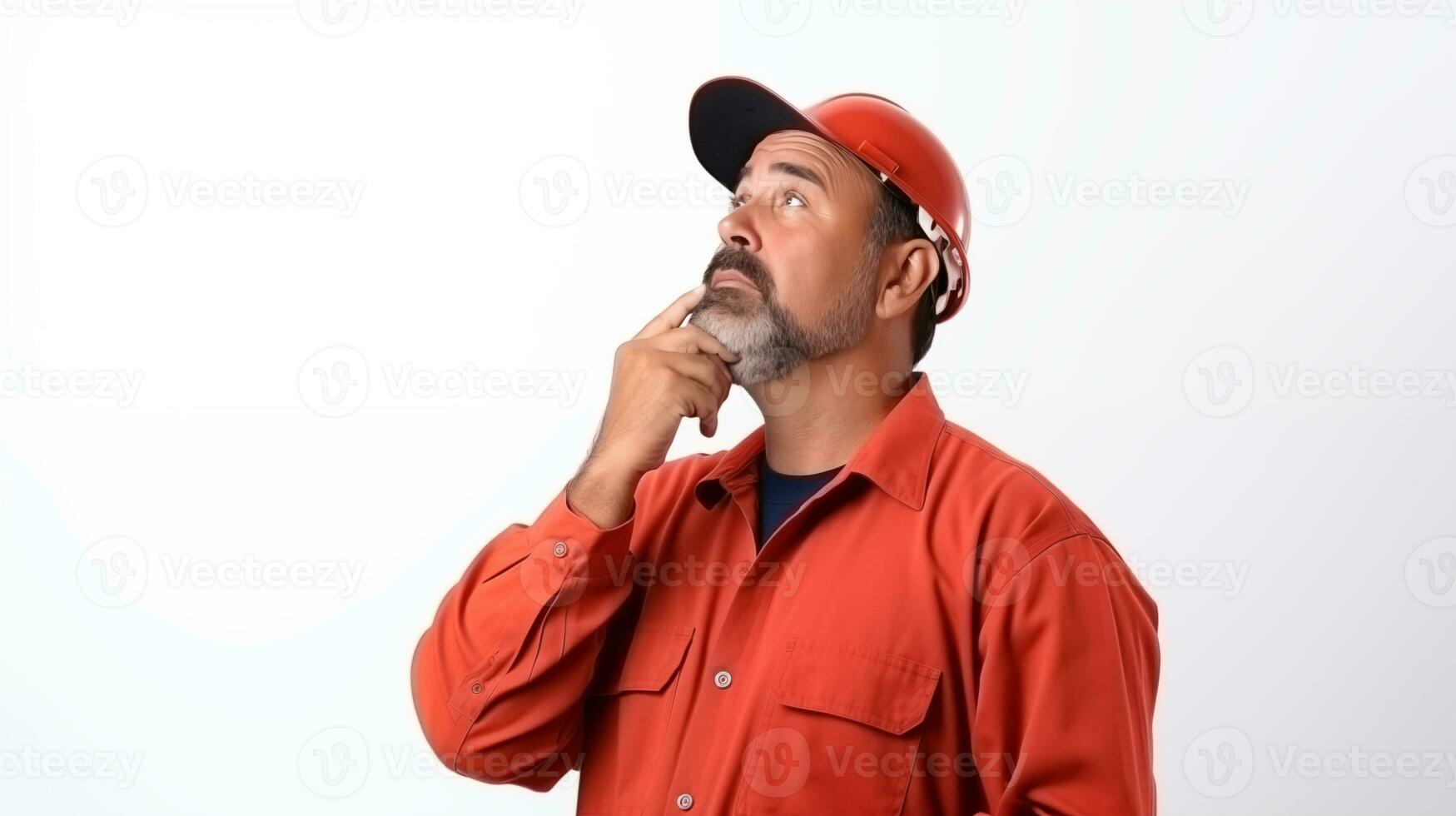 American Worker in Thoughtful Pose AI generated photo