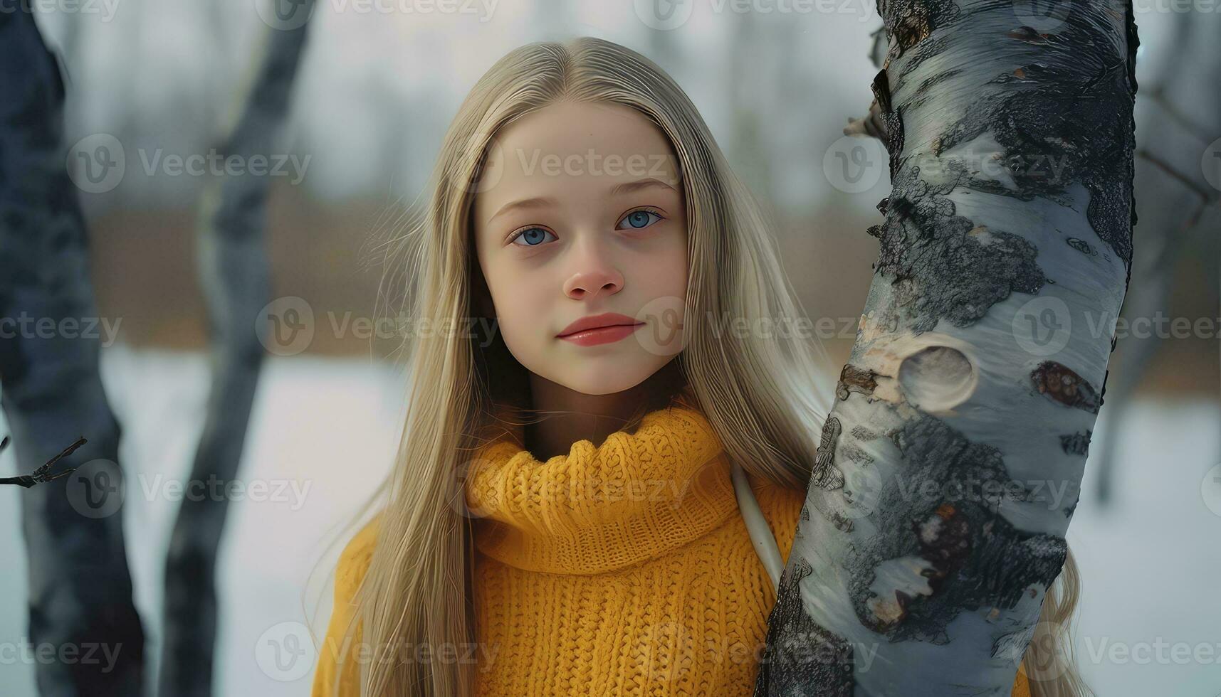 Youthful Intensity Close-Up Staring of a Girl AI generated photo