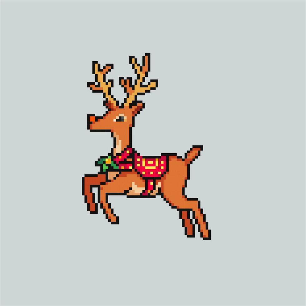 Pixel art illustration Christmas Deer. Pixelated Christmas deer. Christmas deer pixelated for the pixel art game and icon for website and video game. old school retro. vector