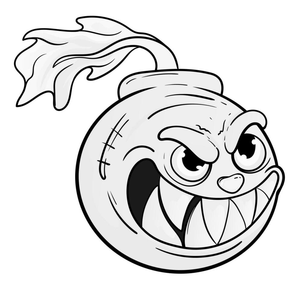 Line and white bomb character angry dynamite illustration vector