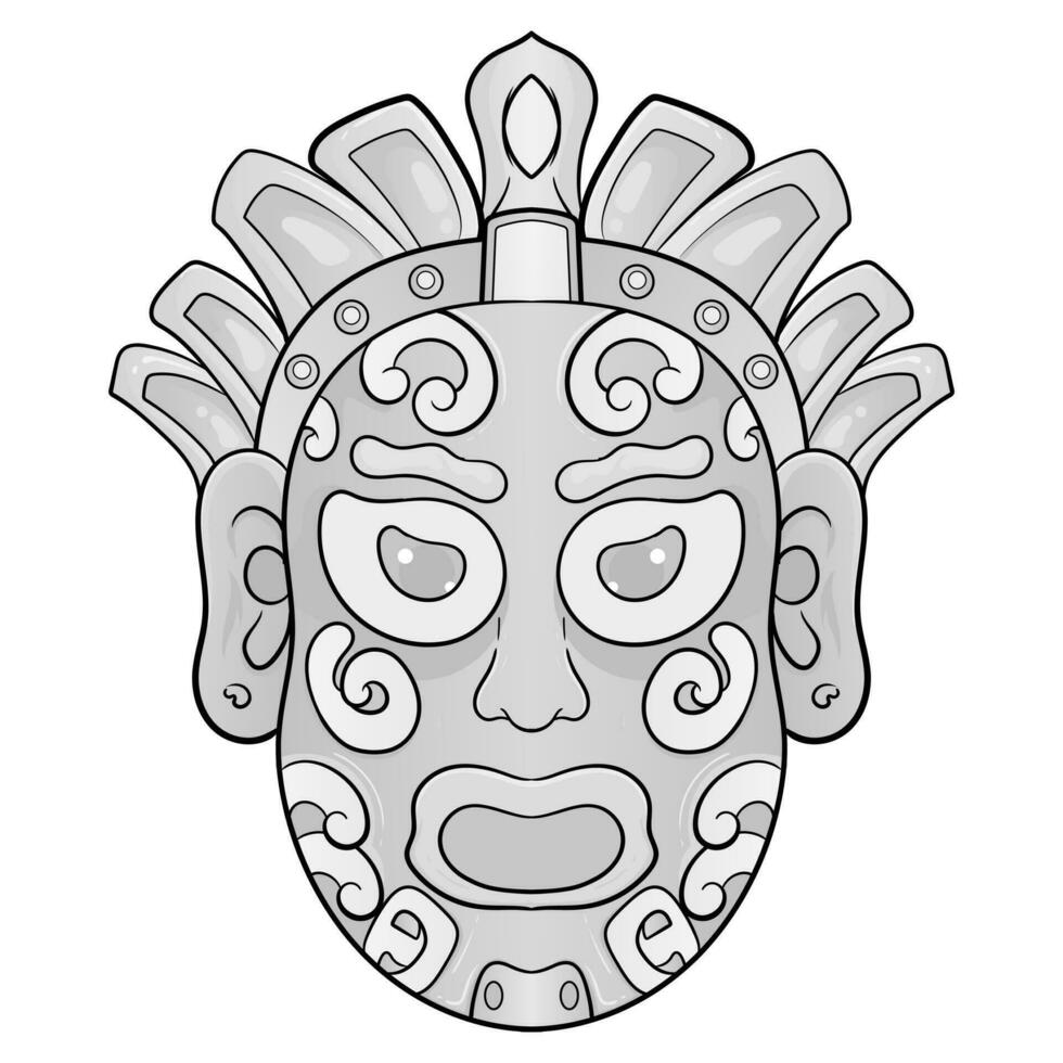 negro y blanco línea africano étnico tribal ritual mascaras de diferente forma aislado en blanco antecedentes vector ilustración.