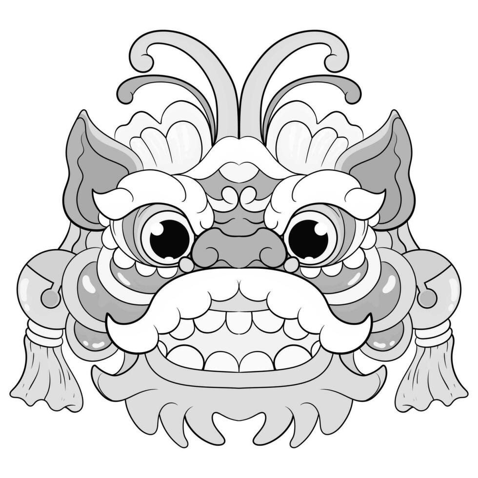 tattoos black and white barongsai dragon chienese illustration. good for element design and coloring pages vector