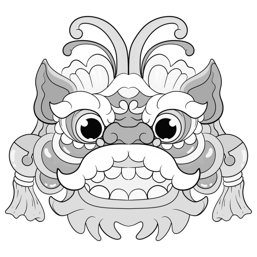 tatuajes negro y blanco barongsai continuar chino ilustración. bueno para elemento diseño y colorante paginas vector