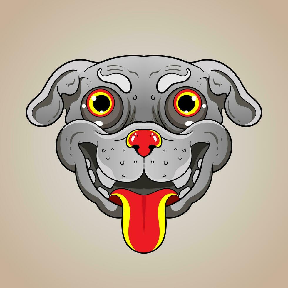 Pug dog head portrait in hiphop style. Vector flat cartoon style for design animal pets tshirt