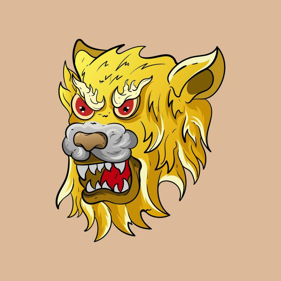 Tiger head mascot. Vector illustration of tiger head isolated on yellow background