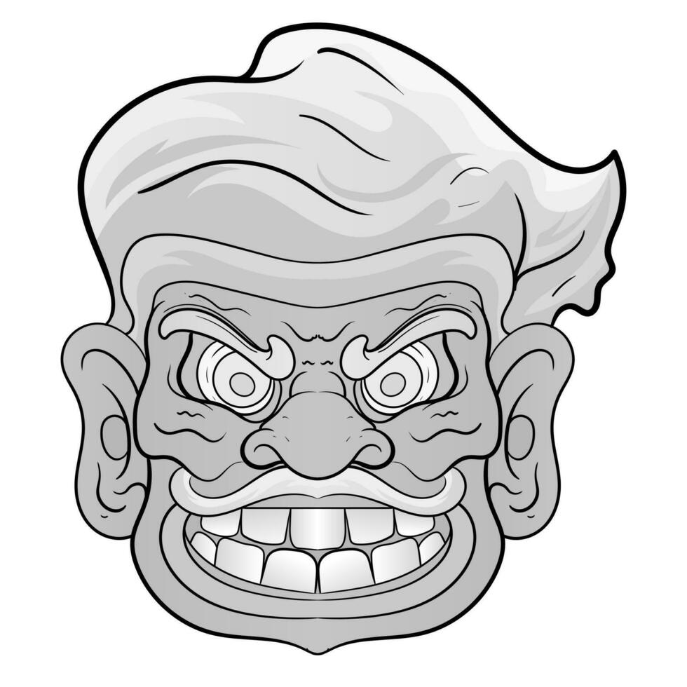 Monster barong culture illustration in black and white. illustration good for tattoos and tshirt apparel design vector
