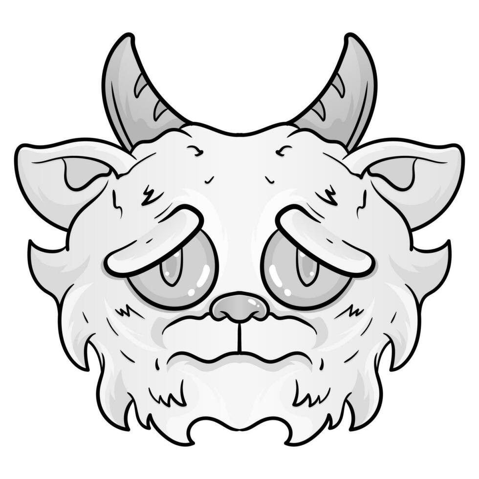 baby goat sad face, vintage logo line art concept black and white color, hand drawn illustration vector