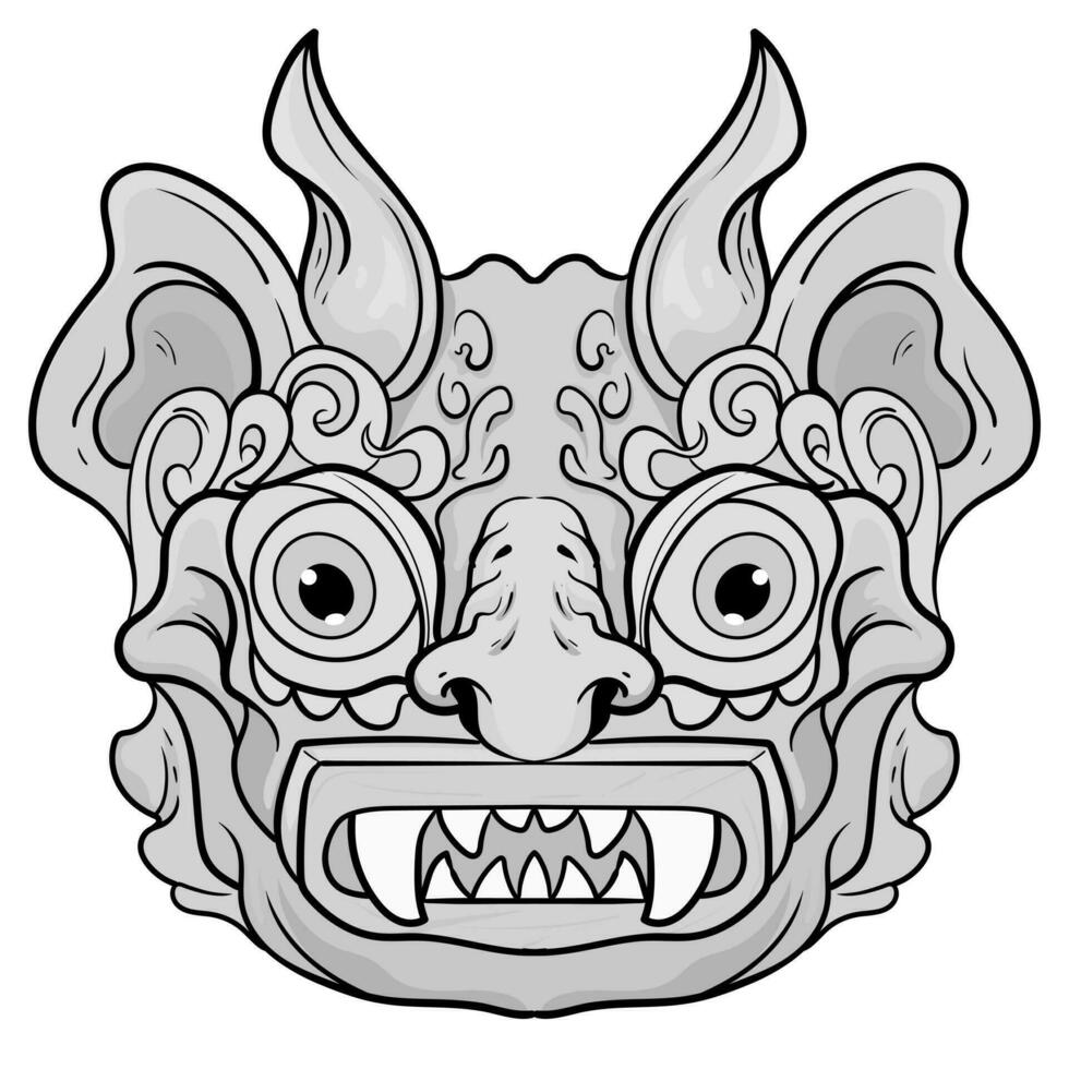 Monster barong culture illustration in black and white. illustration good for tattoos and tshirt apparel design vector