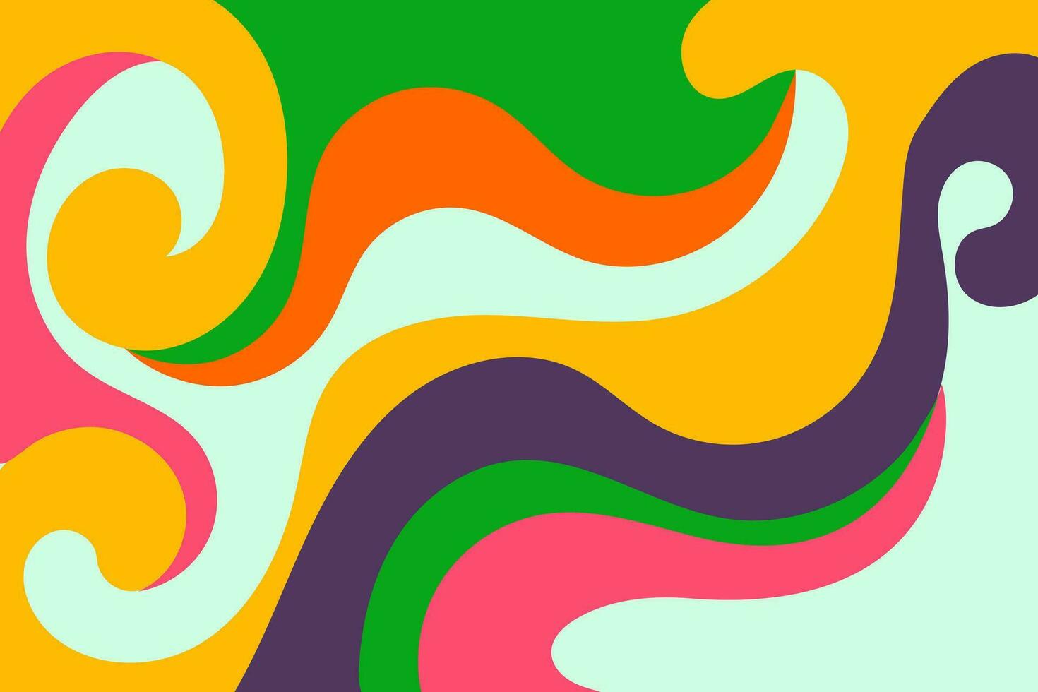 psicodélico remolino ácido ola arco iris línea antecedentes en 1970 1960 hippie estilo. y2k fondo de pantalla patrones retro Clásico 70s 60s ranura. psicodélico póster antecedentes vector