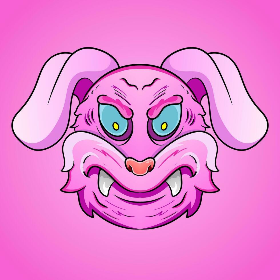 evil bunny monster head dead rabbit vector illustration design isolated on light background