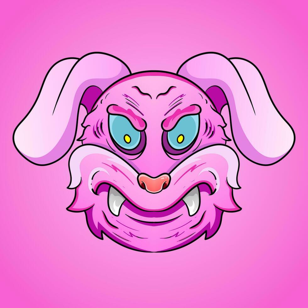 evil bunny monster head dead rabbit vector illustration design isolated on light background