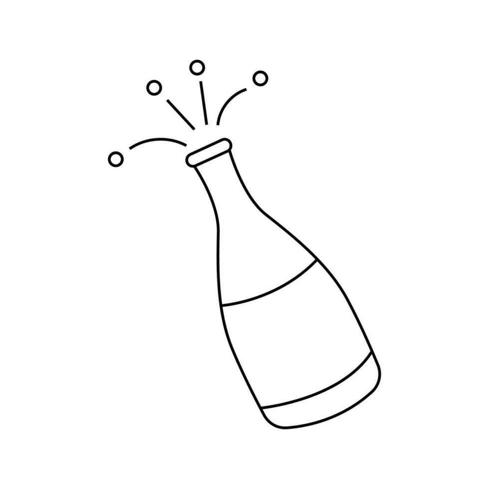 A bottle of champagne. Vector illustration in doodle style.