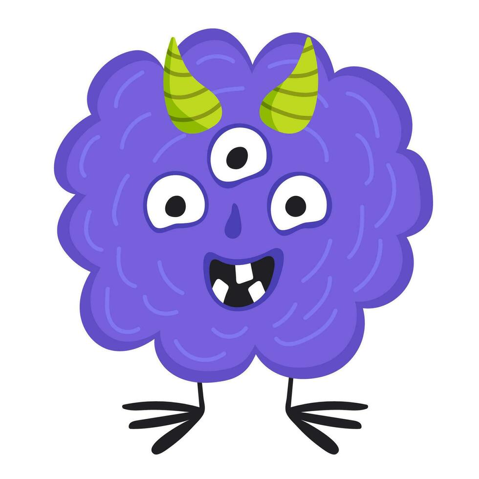 Purple round monster. vector design on white background