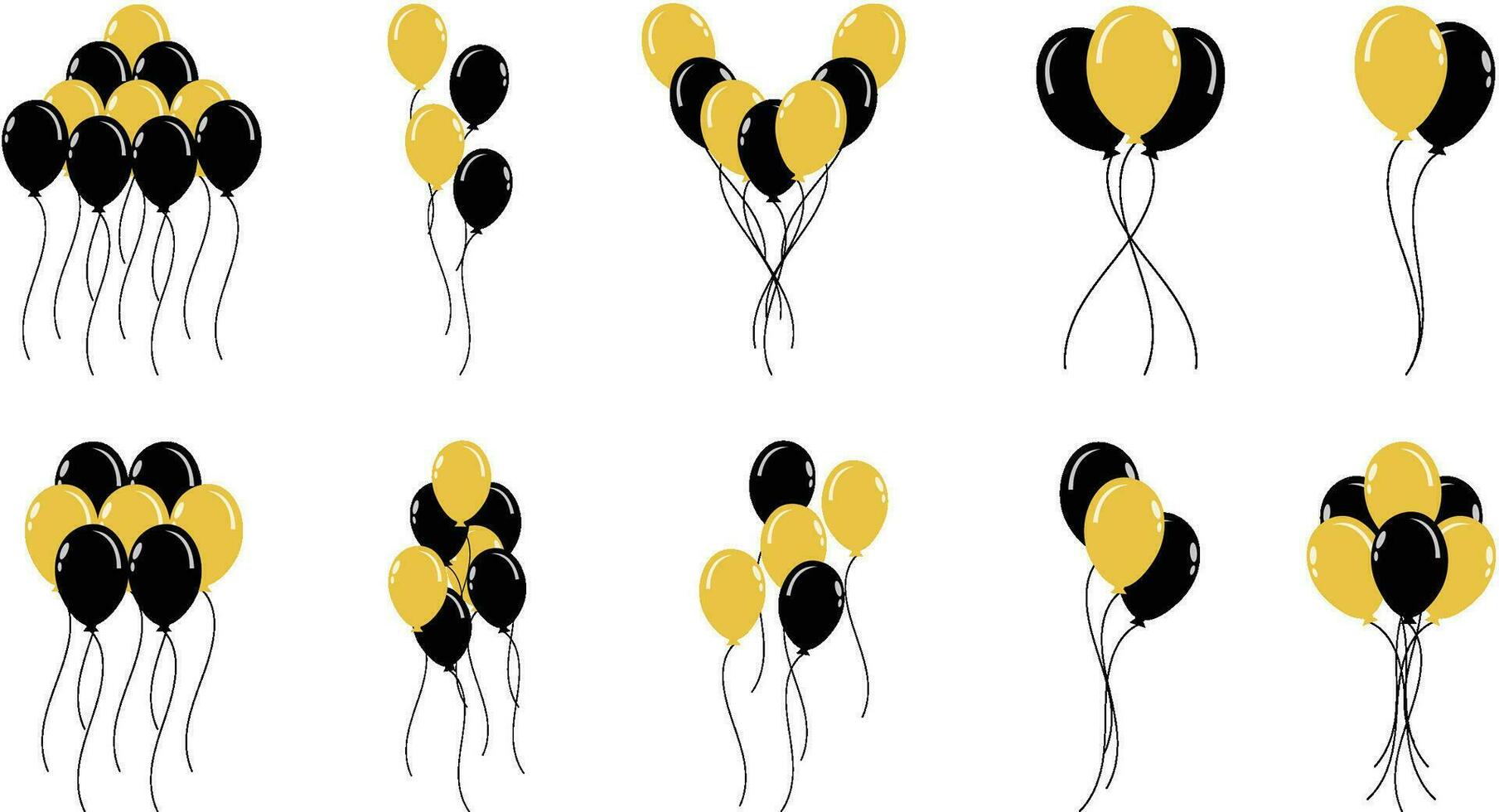 negro viernes, oro fiesta y cumpleaños globos conjunto vector