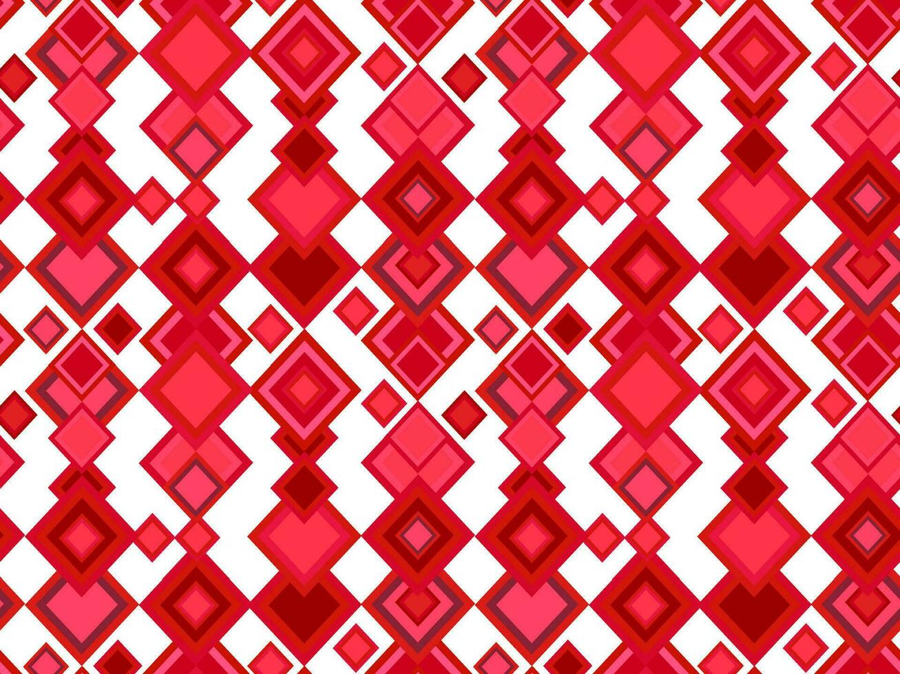 Seamless geometric pattern of rhombuses, squares in red colors vector