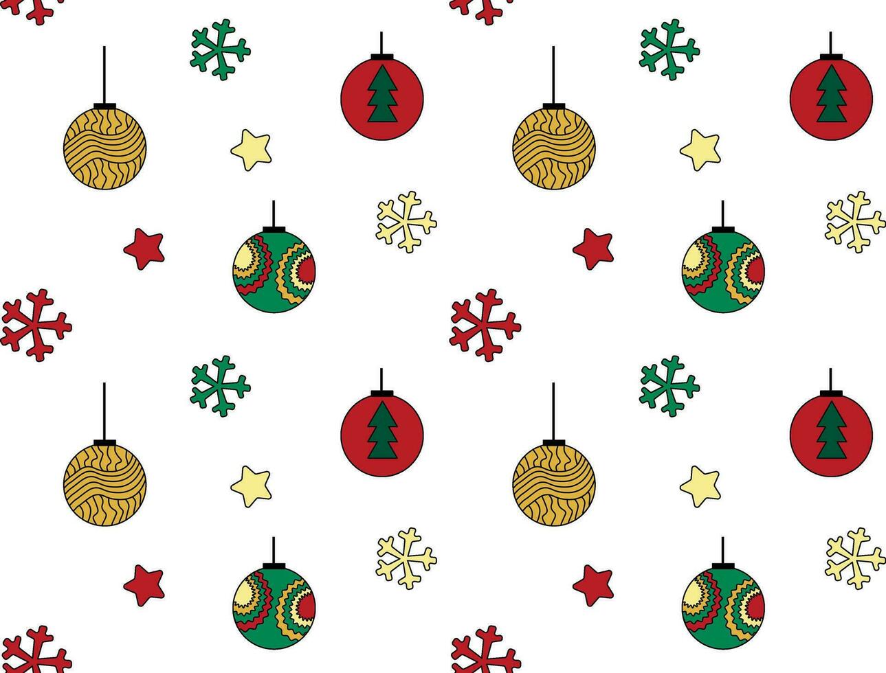 Color seamless Christmas, New Year doodle pattern, with Christmas balls vector