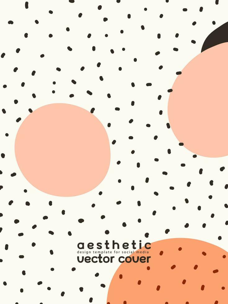 Trendy artistic vertical background. Modern hand drawn abstract banner template with organic shapes and dots. Childish doodle minimalist backdrop in pastel colors. Contemporary art poster, collage vector