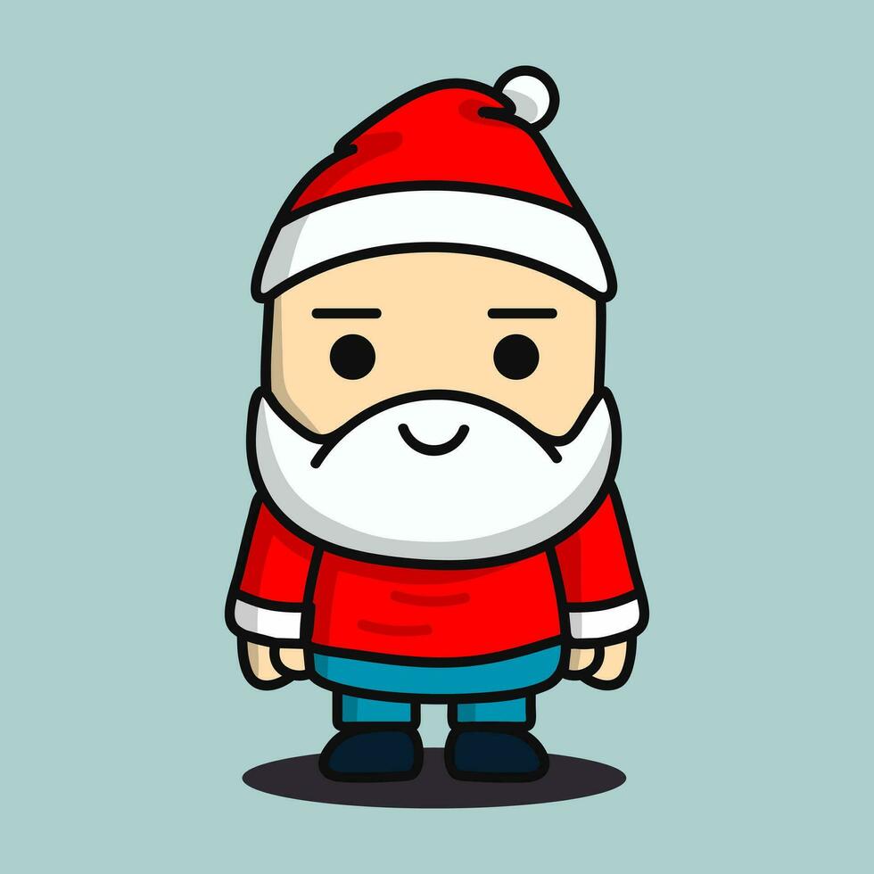 dibujos animados Papa Noel claus personaje en mínimo plano estilo. Navidad vector icono, pictograma, símbolo. negrita línea diseño