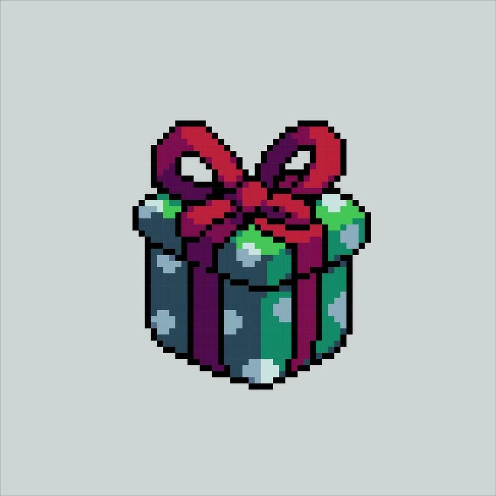 Pixel art illustration Christmas Gift. Pixelated Gift Box. Christmas Gift Box pixelated for the pixel art game and icon for website and video game. old school retro. vector