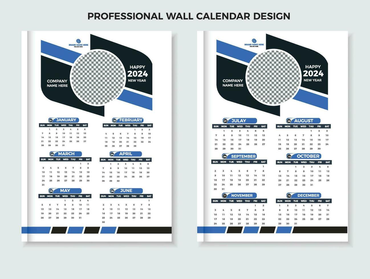 vector 2024 moderno pared calendario diseño modelo.