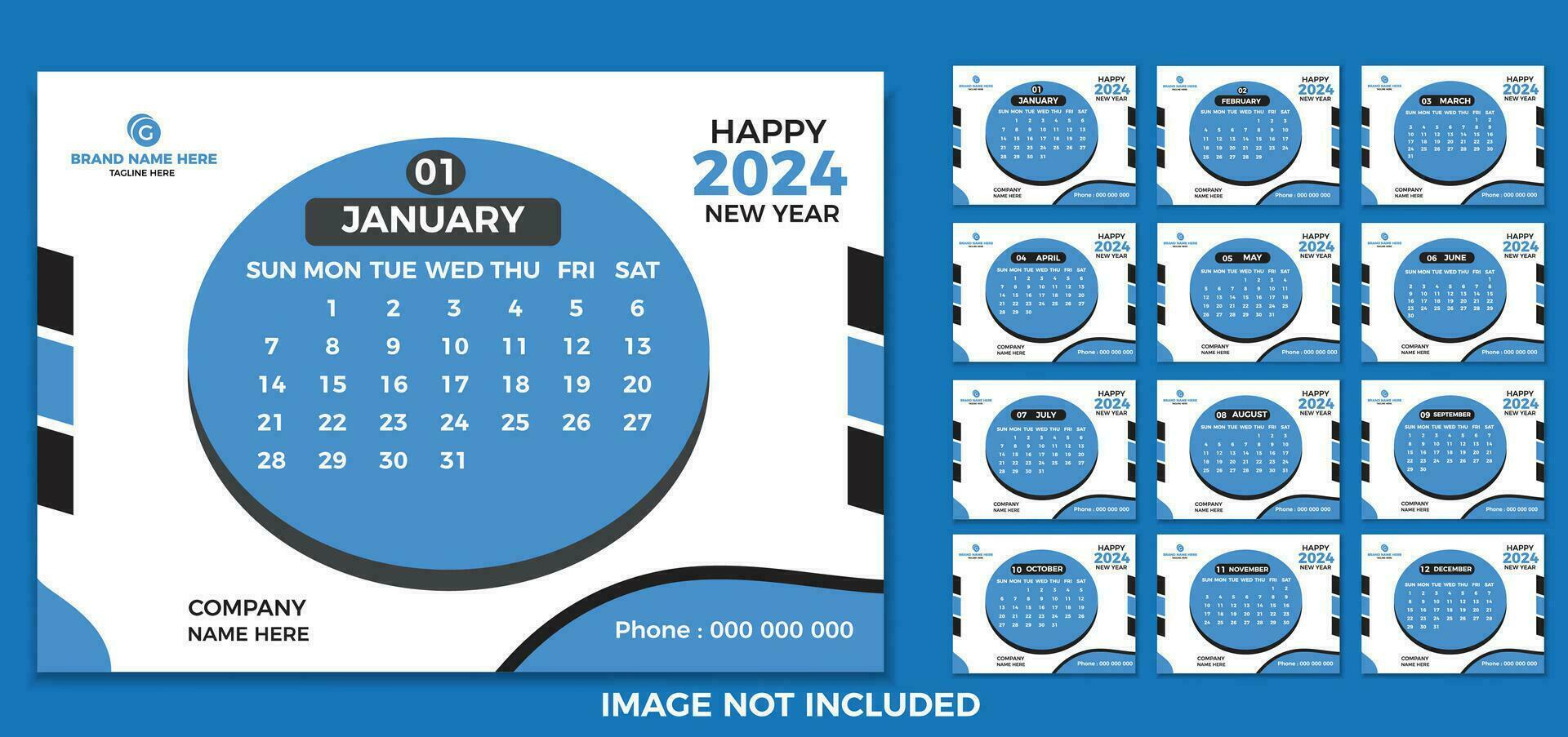 moderno creativo escritorio calendario modelo 2024 vector