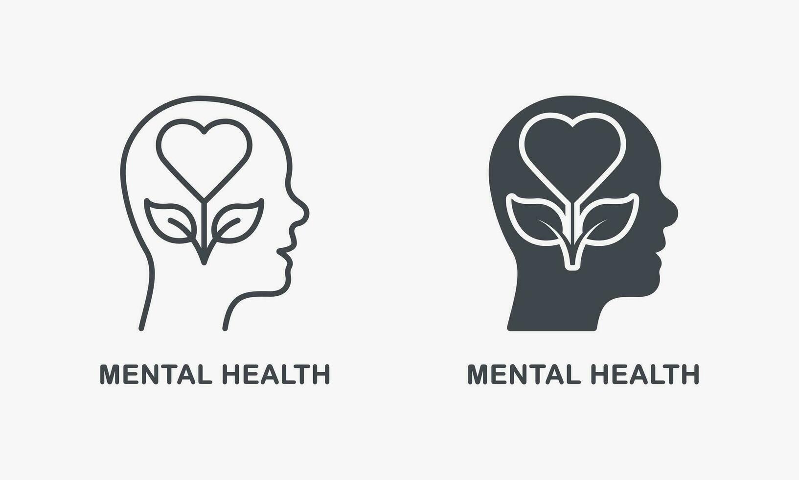 Wellness, Mental Health Silhouette and Line Icon Set. Human Brain with Flower Sign. Psychological Therapy, Healthy Mind Pictogram. Intellectual Process Symbol Collection. Isolated Vector Illustration.