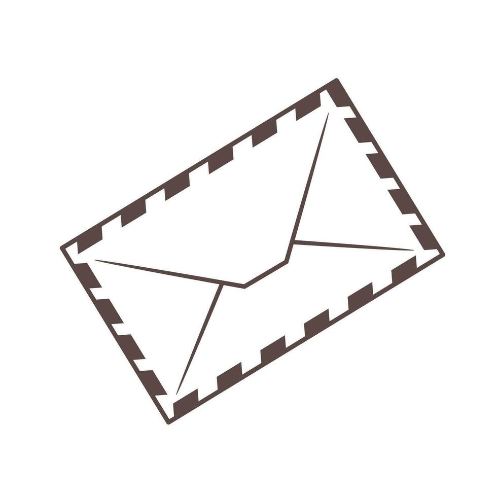Vector blank envelope without stamps and seals. Isolated element in outline style