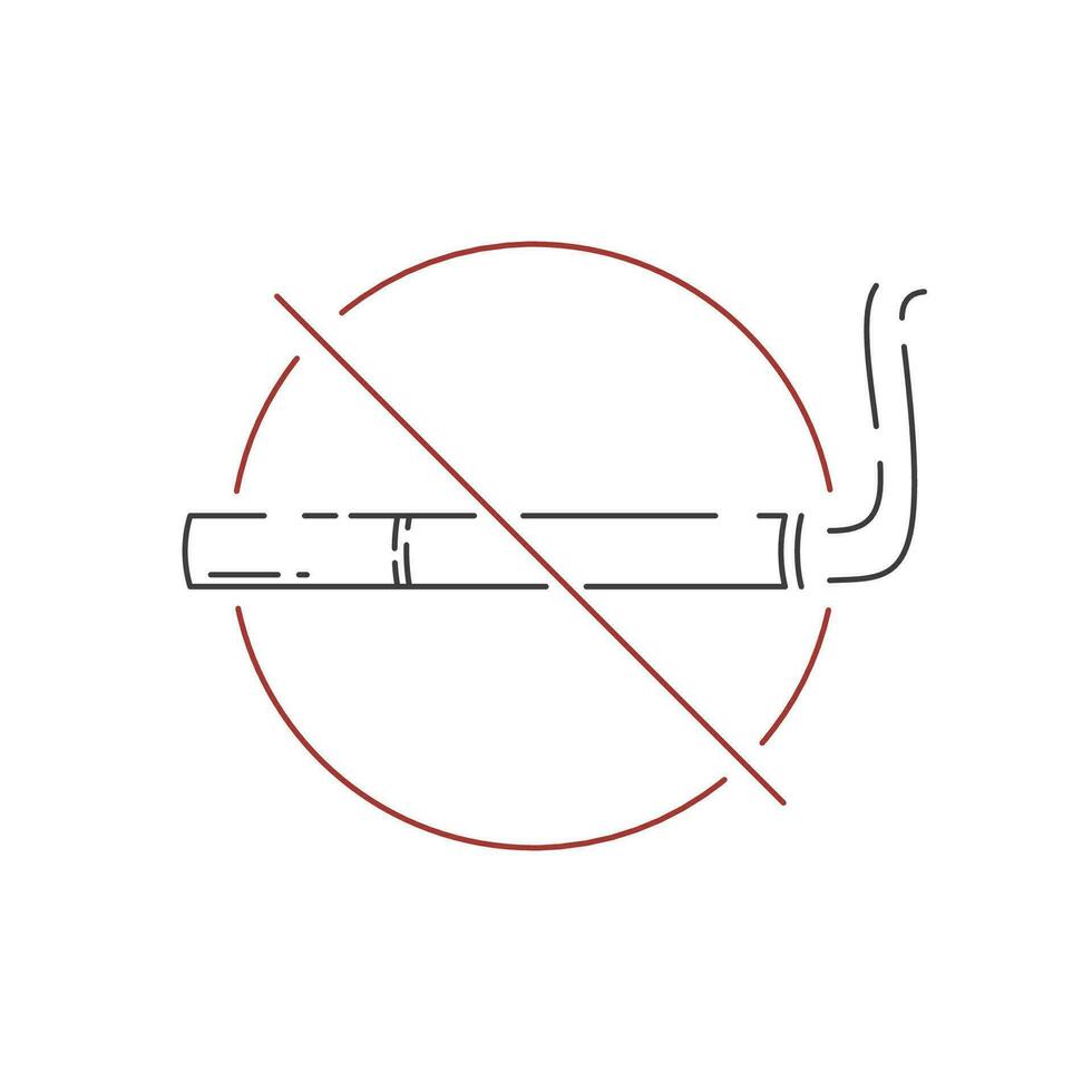 Vector Icon No Smoking. Thin Line Forbidden Sign. Isolated Illustration on the White Background